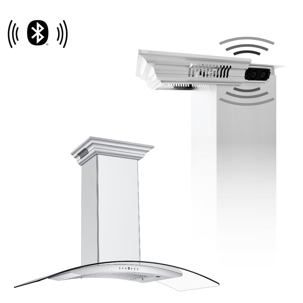 48" CrownSound‚ Ducted Vent Wall Mount Range Hood with Built-in Bluetooth Speakers - 48 Inch