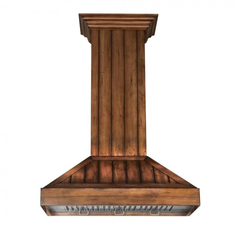 30 In. Wooden Wall Mount Range Hood In Rustic Light Finish