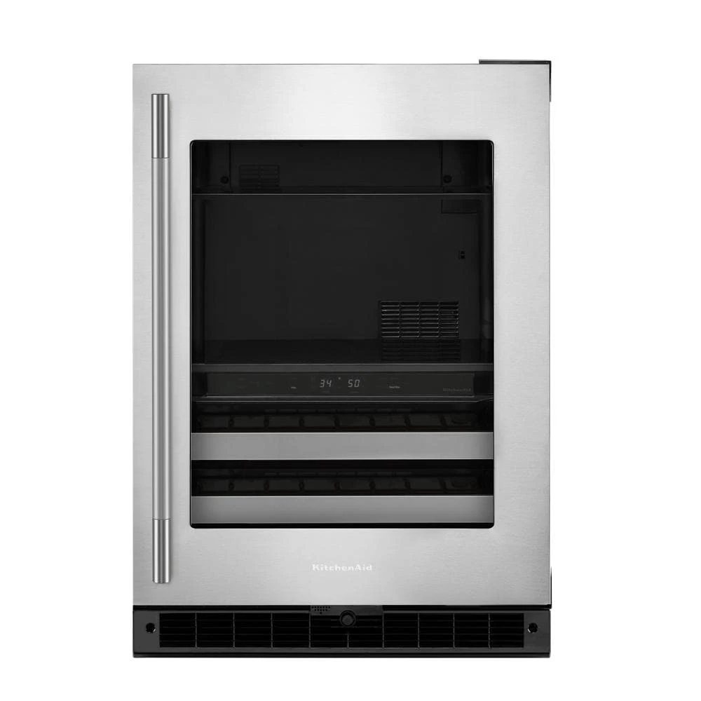24" Beverage Center with Glass Door and Metal-Front Racks