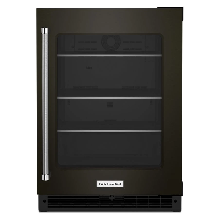 24" Undercounter Refrigerator with Glass Door and Shelves with Metallic Accents and PrintShield Finish