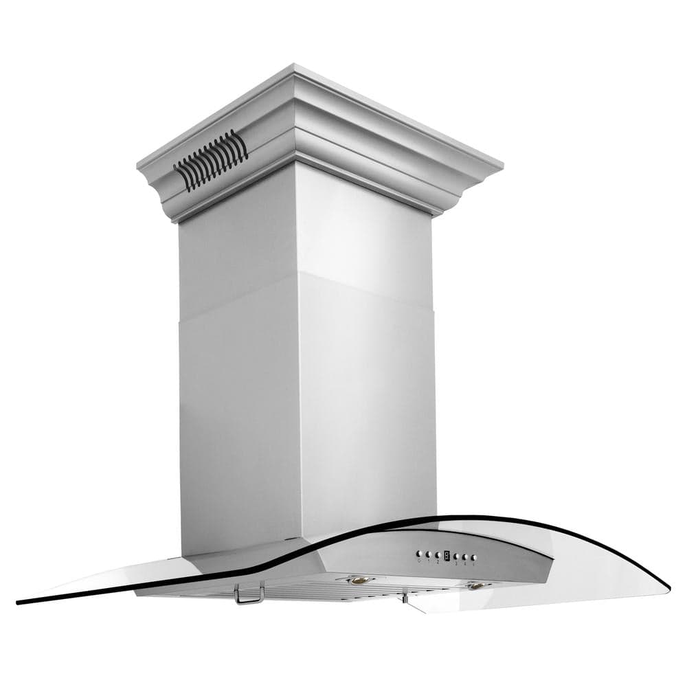 30 In. Crownsound™ Ducted Vent Wall Mount Range Hood In Stainless Steel And Glass With Built-in Bluetooth Speakers