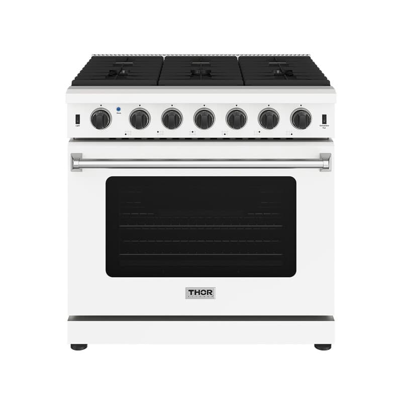 36 Inch Professional Gas Range In White