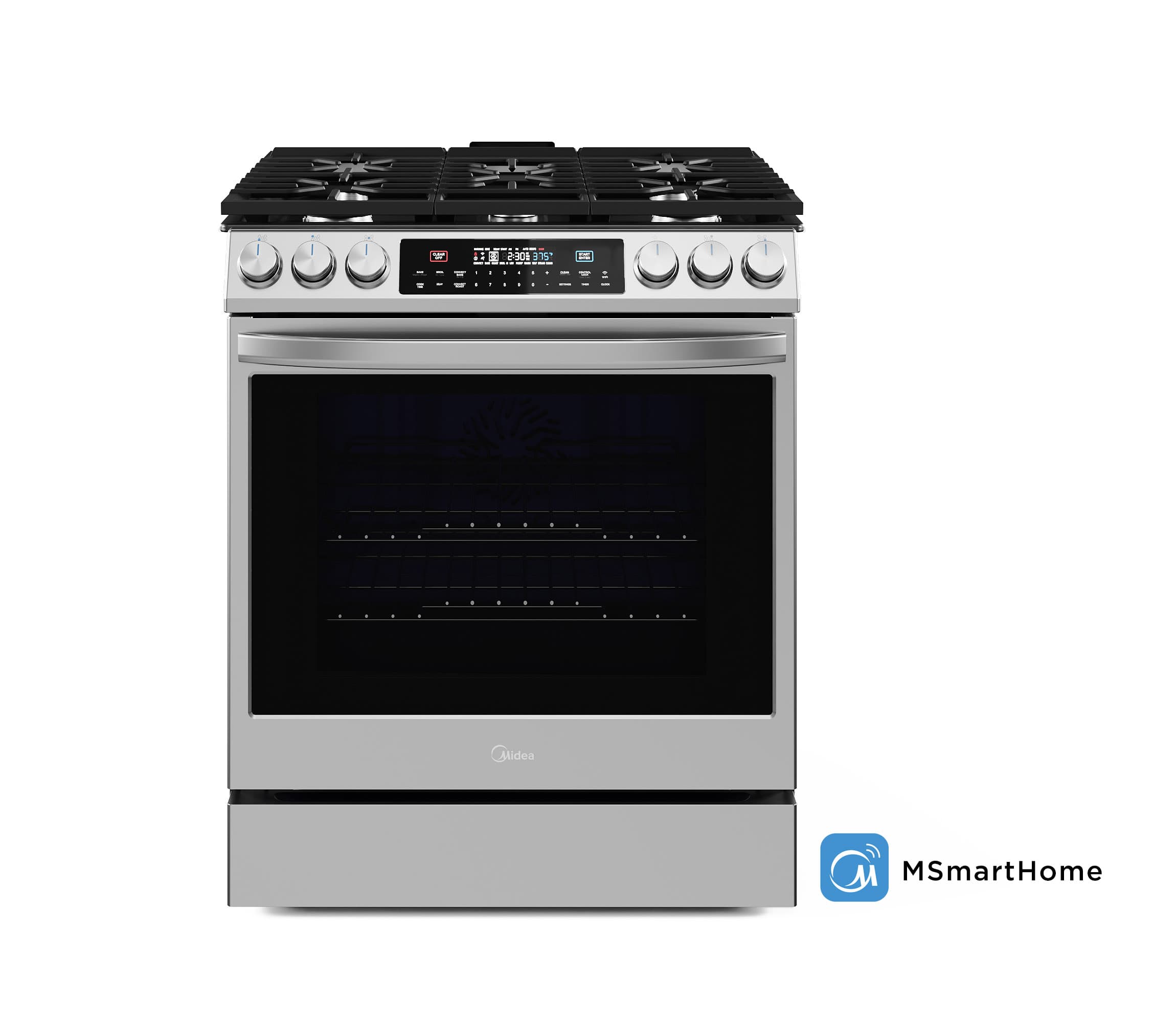 Smart 30-in 5 Burners 6.1-cu ft Self-Cleaning Air Fry Convection Oven Slide-in Gas Range (Stainless Steel)