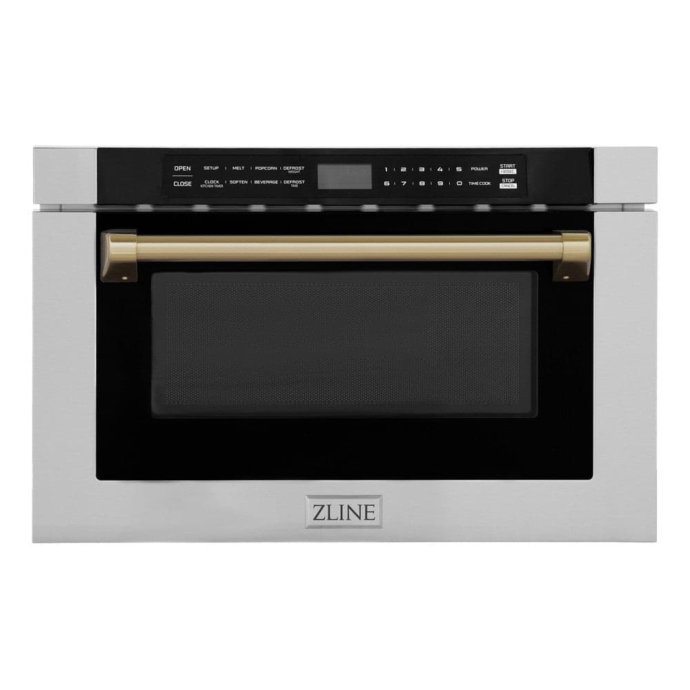 Autograph Edition 24" 1.2 cu. ft. Built-in Microwave Drawer with a Traditional Handle and Champagne Bronze Accents
