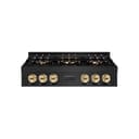 ZLINE Autograph Edition 36 in. Classic Gas Rangetop with 6 Burner DuoPro™ Cooktop in Black Stainless Steel and Polished Gold Accents (PCRTBZ-36-G) view 1