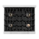 ZLINE Autograph Edition 30 in. Classic Gas Rangetop with 4 Burner DuoPro™ Cooktop in Satin Stainless Steel and Matte Black Accents (PCRTSZ-30-MB) view 2