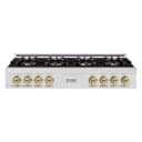 ZLINE Autograph Edition 48 in. Classic Gas Rangetop with 8 Burner DuoPro™ Cooktop in Satin Stainless Steel and Champagne Bronze Accents (PCRTSZ-48-CB) view 1