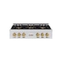 ZLINE Autograph Edition 36 in. Classic Gas Rangetop with 6 Burner DuoPro™ Cooktop in Stainless Steel and Champagne Bronze Accents (PCRTZ-36-CB) view 1