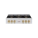ZLINE Autograph Edition 36 in. Classic Gas Rangetop with 6 Burner DuoPro™ Cooktop in Stainless Steel and Polished Gold Accents (PCRTZ-36-G) view 1