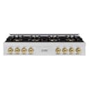 ZLINE Autograph Edition 48 in. Classic Gas Rangetop with 8 Burner DuoPro™ Cooktop in Stainless Steel and Champagne Bronze Accents (PCRTZ-48-CB) view 1