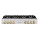 ZLINE Autograph Edition 48 in. Classic Gas Rangetop with 8 Burner DuoPro™ Cooktop in Stainless Steel and Polished Gold Accents (PCRTZ-48-G) view 1