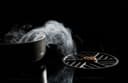 36" Induction downdraft cooktop black glass view 2