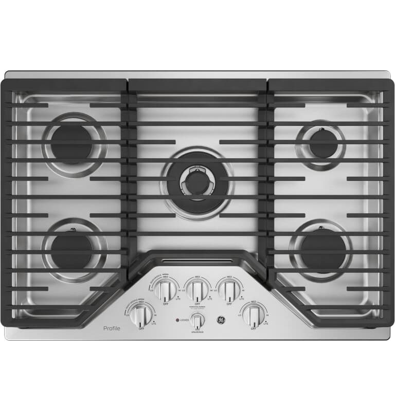30" Built-In Tri-Ring Gas Cooktop with 5 Burners and Included Extra-Large Integrated Griddle