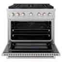 ZLINE 36 in. 5.2 cu. ft. Paramount Dual Fuel Range with 6 Burner DuoPro™ Cooktop and Electric Convection Oven in Satin Stainless Steel (PSDRS-36) view 23