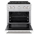 ZLINE 30 in. 4.2 cu. ft. Paramount Dual Fuel Range with 4 Burner DuoPro™ Cooktop and Electric Convection Oven in Satin Stainless Steel with White Matte Door (PSDRS-WM-30) view 18