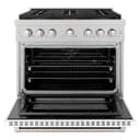 ZLINE 36 in. 5.2 cu. ft. Paramount Dual Fuel Range with 6 Burner DuoPro™ Cooktop and Electric Convection Oven in Satin Stainless Steel with White Matte Door (PSDRS-WM-36) view 18