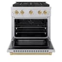 ZLINE Autograph Edition 30 in. 4.2 cu. ft. Paramount Dual Fuel Range with 4 Burner DuoPro™ Cooktop and Electric Convection Oven in Satin Stainless Steel and Champagne Bronze Accents (PSDRSZ-30-CB) view 18