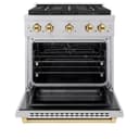 ZLINE Autograph Edition 30 in. 4.2 cu. ft. Paramount Dual Fuel Range with 4 Burner DuoPro™ Cooktop and Electric Convection Oven in Satin Stainless Steel and Polished Gold Accents (PSDRSZ-30-G) view 18