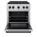 ZLINE Autograph Edition 30 in. 4.2 cu. ft. Paramount Dual Fuel Range with 4 Burner DuoPro™ Cooktop and Electric Convection Oven in Satin Stainless Steel and Matte Black Accents (PSDRSZ-30-MB) view 18