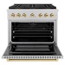 ZLINE Autograph Edition 36 in. 5.2 cu. ft. Paramount Dual Fuel Range with 6 Burner DuoPro™ Cooktop and Electric Convection Oven in Satin Stainless Steel and Polished Gold Accents (PSDRSZ-36-G) view 19