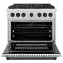 ZLINE Autograph Edition 36 in. 5.2 cu. ft. Paramount Dual Fuel Range with 6 Burner DuoPro™ Cooktop and Electric Convection Oven in Satin Stainless Steel and Matte Black Accents (PSDRSZ-36-MB) view 19