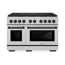 ZLINE Autograph Edition 48 in. 6.7 cu. ft. Paramount Dual Fuel Range with 8 Burner DuoPro™ Cooktop and Dual Ovens in Satin Stainless Steel and Matte Black Accents (PSDRSZ-48-MB) view 1