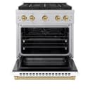 ZLINE Autograph Edition 30 in. 4.2 cu. ft. Paramount Dual Fuel Range with 4 Burner DuoPro™ Cooktop and Electric Convection Oven in Satin Stainless Steel with White Matte Door and Champagne Bronze Accents (PSDRSZ-WM-30-CB) view 17