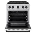 ZLINE Autograph Edition 30 in. 4.2 cu. ft. Paramount Dual Fuel Range with 4 Burner DuoPro™ Cooktop and Electric Convection Oven in Satin Stainless Steel with White Matte Door and Matte Black Accents (PSDRSZ-WM-30-MB) view 17