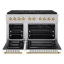 ZLINE Autograph Edition 48 in. 6.7 cu. ft. Paramount Dual Fuel Range with 8 Burner DuoPro™ Cooktop and Dual Ovens in Satin Stainless Steel with White Matte Doors and Polished Gold Accents (PSDRSZ-WM-48-G) view 20