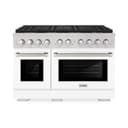 ZLINE 48 in. 6.7 cu. ft. Paramount Dual Fuel Range with 8 Burner DuoPro™ Cooktop and Dual Ovens with White Matte Doors (PSDR-WM-48) view 1