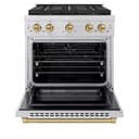 ZLINE Autograph Edition 30 in. 4.2 cu. ft. Paramount Dual Fuel Range with 4 Burner DuoPro™ Cooktop and Electric Convection Oven in Stainless Steel with Champagne Bronze Accents (PSDRZ-30-CB) view 16