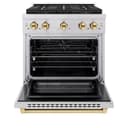 ZLINE Autograph Edition 30 in. 4.2 cu. ft. Paramount Dual Fuel Range with 4 Burner DuoPro™ Cooktop and Electric Convection Oven in Stainless Steel with Polished Gold Accents (PSDRZ-30-G) view 16