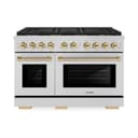 ZLINE Autograph Edition 48 in. 6.7 cu. ft. Paramount Dual Fuel Range with 8 Burner DuoPro™ Cooktop and Dual Ovens in Stainless Steel and Polished Gold Accents (PSDRZ-48-G) view 1