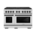 ZLINE Autograph Edition 48 in. 6.7 cu. ft. Paramount Dual Fuel Range with 8 Burner DuoPro™ Cooktop and Dual Ovens in Stainless Steel and Matte Black Accents (PSDRZ-48-MB) view 1