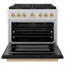 ZLINE Autograph Edition 36 in. 5.2 cu. ft. Paramount Dual Fuel Range with 6 Burner DuoPro™ Cooktop and Electric Convection Oven with Black Matte Door and Champagne Bronze Accents (PSDRZ-BLM-36-CB) view 17