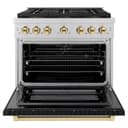 ZLINE Autograph Edition 36 in. 5.2 cu. ft. Paramount Dual Fuel Range with 6 Burner DuoPro™ Cooktop and Electric Convection Oven with Black Matte Door and Polished Gold Accents (PSDRZ-BLM-36-G) view 17