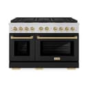 ZLINE Autograph Edition 48 in. 6.7 cu. ft. Paramount Dual Fuel Range with 8 Burner DuoPro™ Cooktop and Dual Ovens with Black Matte Doors and Champagne Bronze Accents (PSDRZ-BLM-48-CB) view 1