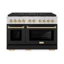 ZLINE Autograph Edition 48 in. 6.7 cu. ft. Paramount Dual Fuel Range with 8 Burner DuoPro™ Cooktop and Dual Ovens with Black Matte Doors and Polished Gold Accents (PSDRZ-BLM-48-G) view 1