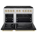 ZLINE Autograph Edition 48 in. 6.7 cu. ft. Paramount Dual Fuel Range with 8 Burner DuoPro™ Cooktop and Dual Ovens with Black Matte Doors and Polished Gold Accents (PSDRZ-BLM-48-G) view 17