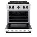 ZLINE Autograph Edition 30 in. 4.2 cu. ft. Paramount Dual Fuel Range with 4 Burner DuoPro™ Cooktop and Electric Convection Oven in Stainless Steel with White Matte Door and Matte Black Accents (PSDRZ-WM-30-MB) view 16