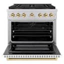 ZLINE Autograph Edition 36 in. 5.2 cu. ft. Paramount Dual Fuel Range with 6 Burner DuoPro™ Cooktop and Electric Convection Oven with White Matte Door and Polished Gold Accents (PSDRZ-WM-36-G) view 17