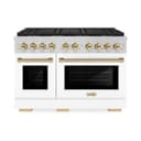 Autograph Edition 48 in. 6.7 cu. ft. Paramount Dual Fuel Range with 8 Burner DuoPro™ Cooktop and Dual Ovens with White Matte Doors and Polished Gold Accents view 1
