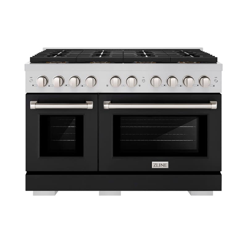 48 in. 6.7 cu. ft. Paramount Gas Range with 8 Burner DuoPro™ Cooktop and Dual Ovens with Black Matte Doors