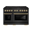 ZLINE Autograph Edition 48 in. 6.7 cu. ft. Paramount Gas Range with 8 Burner DuoPro™ Cooktop and Dual Ovens in Black Stainless Steel and Champagne Bronze Accents (PSGRBZ-48-CB) view 1
