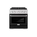 ZLINE 30 in. 4.2 cu. ft. Paramount Gas Range with 4 Burner DuoPro™ Cooktop and Convection Gas Oven in Satin Stainless Steel with Black Matte Door (PSGRS-BLM-30) view 1