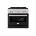 ZLINE 36 in. 5.2 cu. ft. Paramount Gas Range with 6 Burner DuoPro™ Cooktop and Convection Gas Oven in Satin Stainless Steel with Black Matte Door (PSGRS-BLM-36) view 1