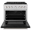 ZLINE 36 in. 5.2 cu. ft. Paramount Gas Range with 6 Burner DuoPro™ Cooktop and Convection Gas Oven in Satin Stainless Steel with Black Matte Door (PSGRS-BLM-36) view 19