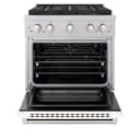 ZLINE 30 in. 4.2 cu. ft. Paramount Gas Range with 4 Burner DuoPro™ Cooktop and Convection Gas Oven in Satin Stainless Steel with White Matte Door (PSGRS-WM-30) view 18
