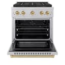 ZLINE Autograph Edition 30 in. 4.2 cu. ft. Paramount Gas Range with 4 Burner DuoPro™ Cooktop and Convection Gas Oven in Satin Stainless Steel and Champagne Bronze Accents (PSGRSZ-30-CB) view 18