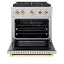 ZLINE Autograph Edition 30 in. 4.2 cu. ft. Paramount Gas Range with 4 Burner DuoPro™ Cooktop and Convection Gas Oven in Satin Stainless Steel and Polished Gold Accents (PSGRSZ-30-G) view 18